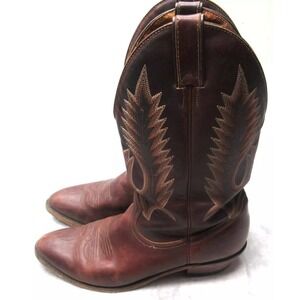 Vintage Boulet Boots Mens 8 Brown Cuban Leather 7032 Embroider 1.5" Heel Pointed